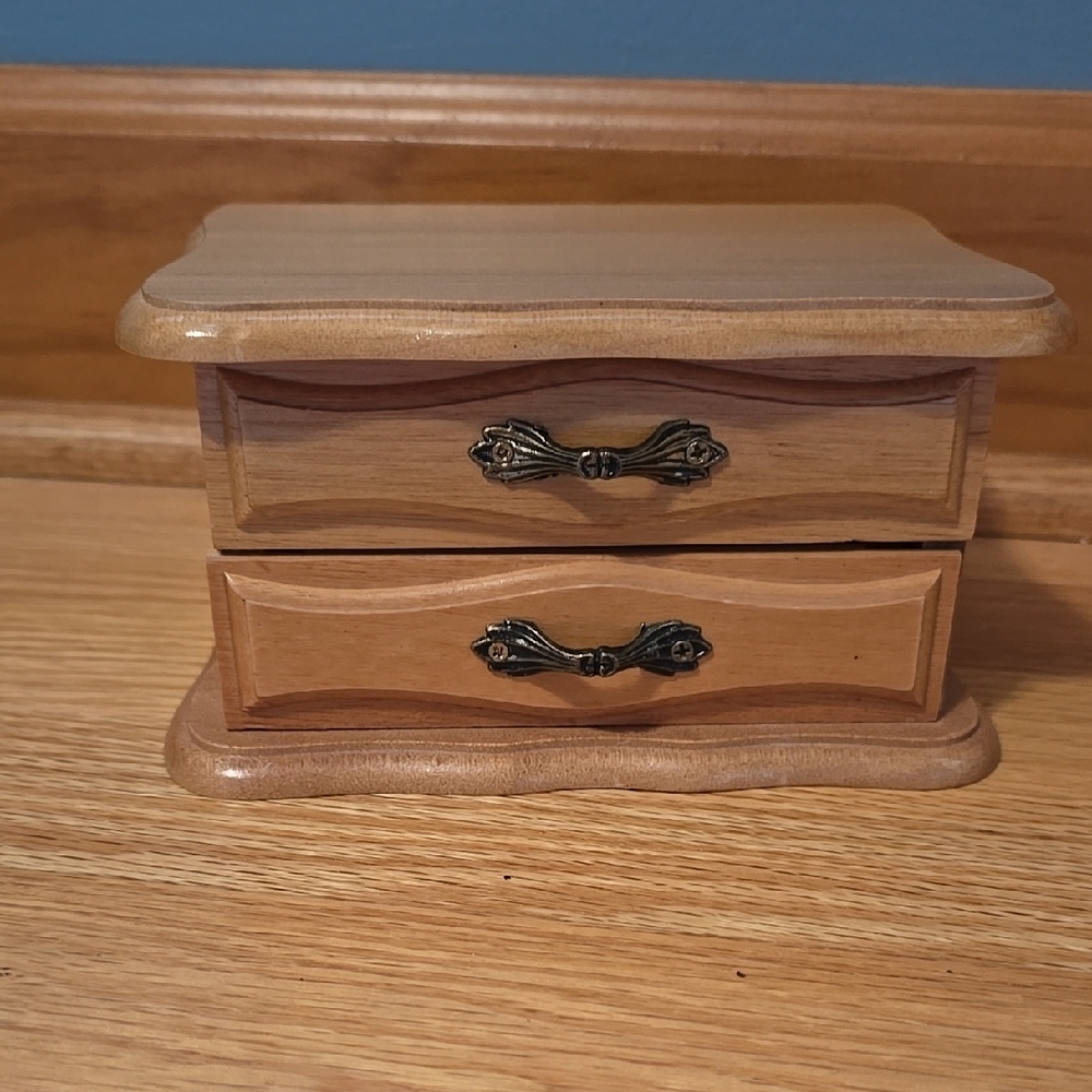Wooden Jewelry Box with Brass Handles